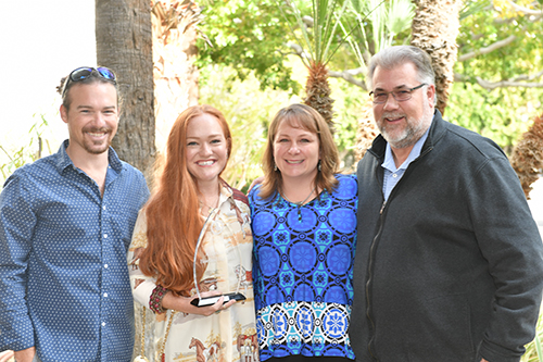 Ali celebrated her E. Mikkelsen Distinguished Service Award with Grant Fleming and Rich and Maureen Campbell. Photo by Howard Schatzberg.