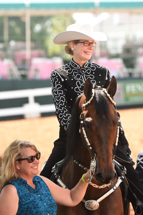 Lindsay Sowell and Fay Lowry with CH Blushing Bull. Photo by Avis.