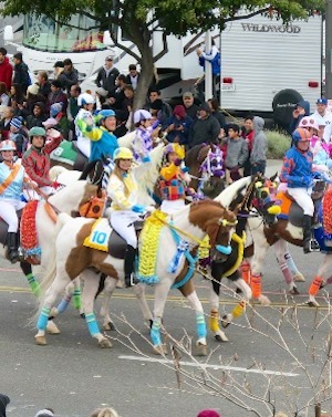 Tex and I (in the foreground) during the Rose Parade.